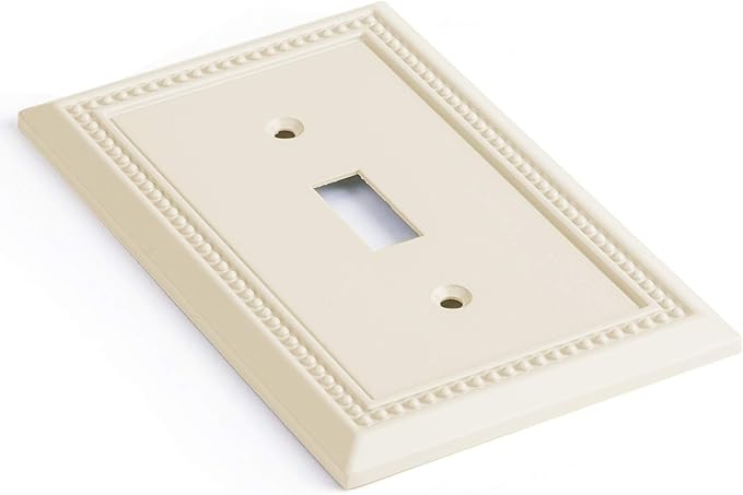 Henne Bery Sunken Pearls Heavy Duty Decorative Wall Plate Switch Plate Outlet Cover, Durable Solid Zinc Alloy (Single Toggle 2PK, Light Almond)
