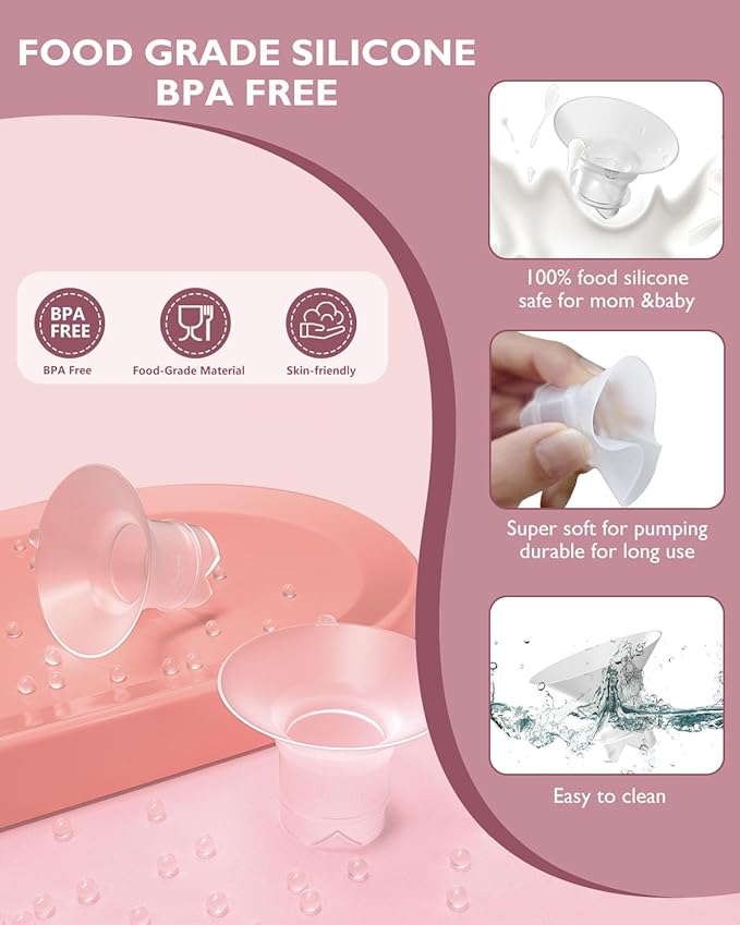 Upgraded Flange Inserts 17mm for 24mm Flange/Shield of Most Pumps Compatible with Momcozy/Medela/Spectra/eufy/Elvie/Lansinoh/TSRETE/Paru Breast Pump, Reduce 24mm Nipple Tunnel Down to 17mm, 4PCS