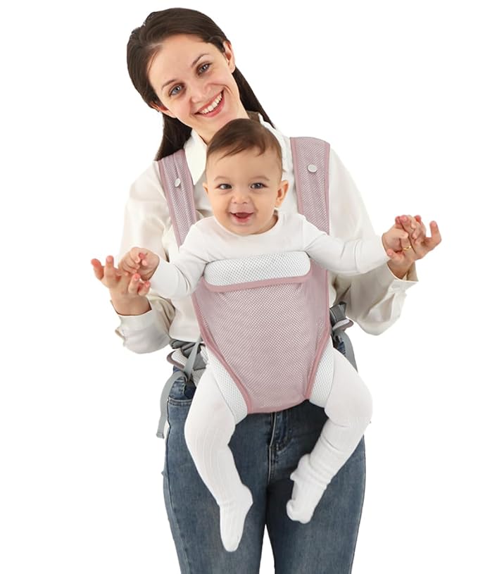 Baby Carrier Newborn Wrap,Ergonomic Infant Soft Carriers for Toddler 7-45 lbs,Adjust Back Strap/Waist Belt,4-in-1 Babe Carrier Front&Back,for Hiking Travel or Everyday Family Events-solid color (Pink)