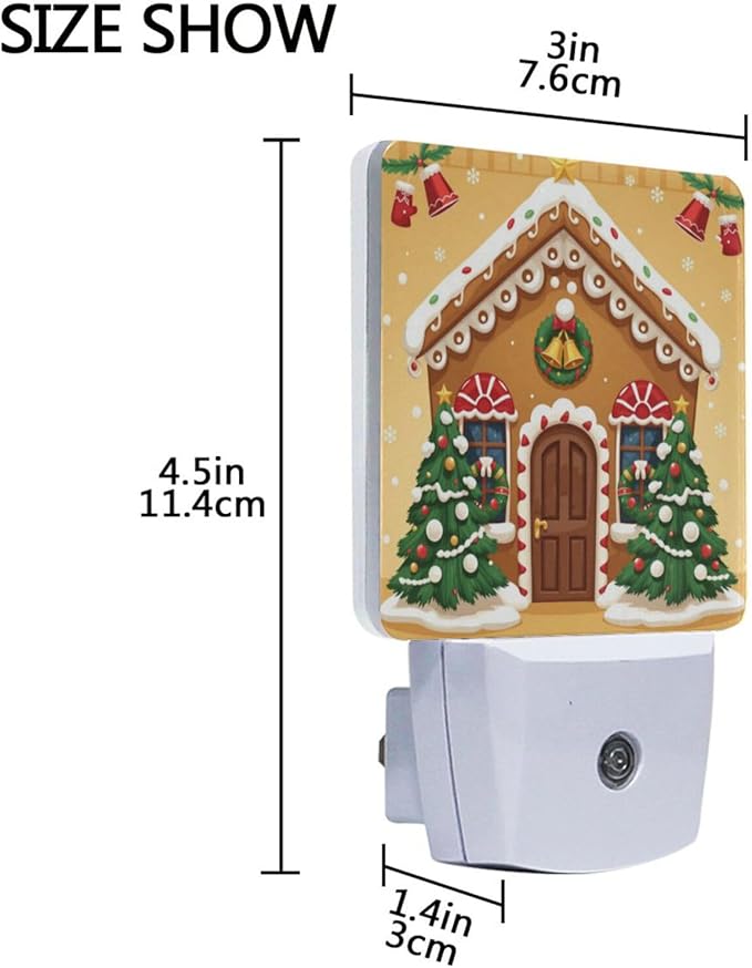 Aslsiy Night Light for Kids Cartoon Gingerbread House Brown (10) Plug in Wall Lamp LED Dusk to Dawn Sensor Energy Saving Nightlight for Boys Girls Men Women