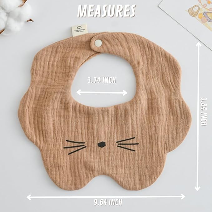 4 Pack Baby Bandana Bibs - Super Absorbent for Drooling & Teething - Soft, Flower Shape (0-24 Months)