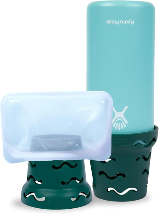 Kuppy Silicone Water Bottle Drying Rack - Fast-Dry Bottle Dryer for 20-64oz Cups - Reusable Food Storage Bag Drying Rack - Compatible with Stanley, Owala, Stasher (Green, 2-Pack)