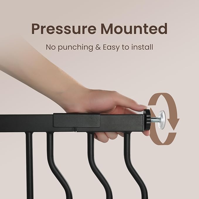 owlie 30.5" Tall Extra Wide Baby Gate 57-66 Inch Black