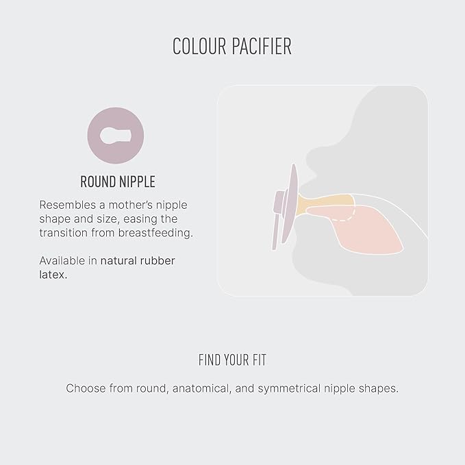 BIBS Pacifiers - Studio 2 Pack | Round Nipple Baby Pacifier | BPA Free Natural Rubber Latex Soother | Made in Denmark | Size 0+ Months | Morning Bloom Dusty Blue