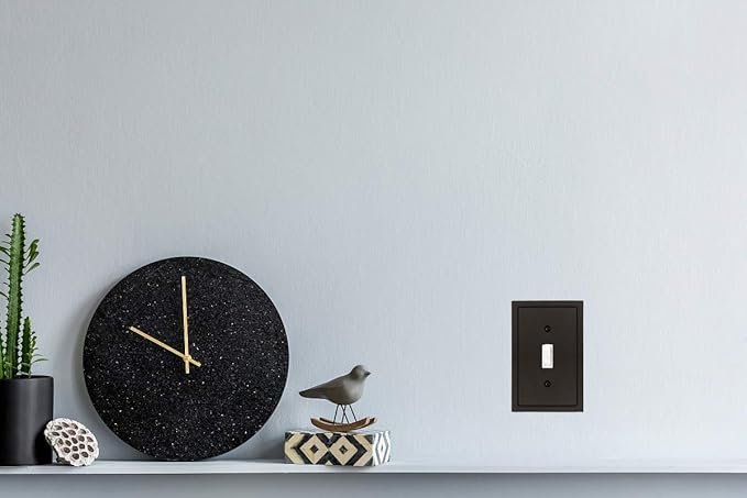 Modern Edge Decorative Wall Plate Switch Plate Outlet Cover, Durable Solid Zinc Alloy (Single Toggle 3PK, Matte Black)