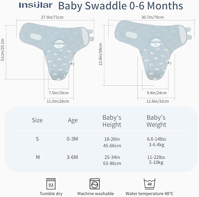 insular Baby Swaddle Wrap, Swaddle Blanket for Newborn and Infant, Adjustable Velcro Swaddling Set for Boy and Girl, Soft Cotton Baby Sleep Sack 3 Pack, Sheep, Small(0-3M)