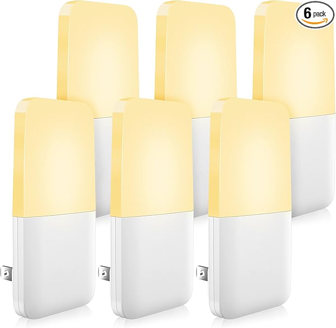 MAZ-TEK Plug in Night Light, Warm White LED Nightlights with Smart Dusk to Dawn Sensor for Kids, Nursery, Ideal for Bedroom, Bathroom,Hallway, Stairs, Kitchen, 6 Pack