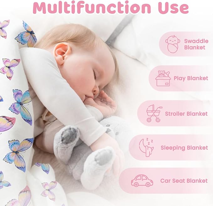 SANDJEST Kid Blankets for Girls 30 x 40 - Kids Throw Minky Blankets with Layer Dotted Backing - Gifts for Birthday Nursery Room Decor