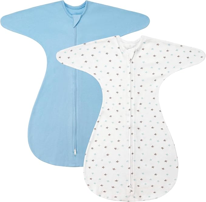 ZIGJOY Shark-Fin Transition Swaddle - 1.0 Tog Baby Sleep Sack Soft Cotton Transitional Swaddle Baby Wearable Blanket