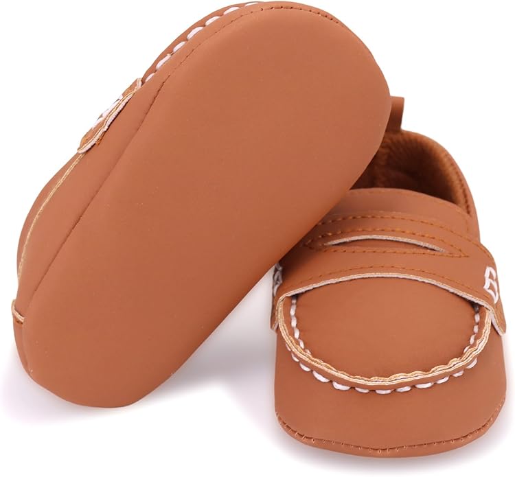 LONSOEN Baby Girls Boys Loafers Prewalker Dress Crib Shoes
