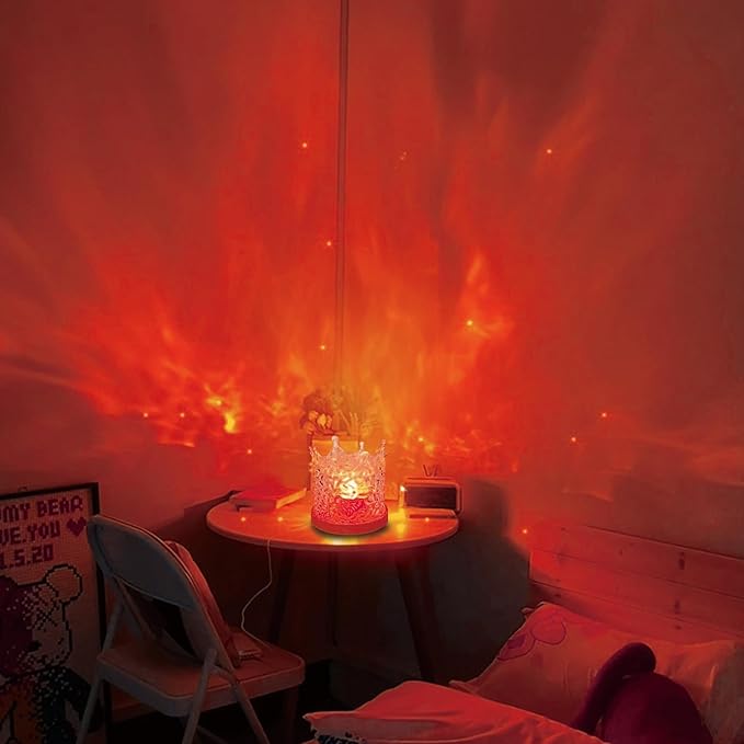 Ocean Wave Ceiling Projector, Northern Lights 16 Colors Water Lights Projector, Water Ripple Ambient Night Light with Remote, Touch Control Aurora Projector for Bedroom,Room Decor,Kids Room (Crown)