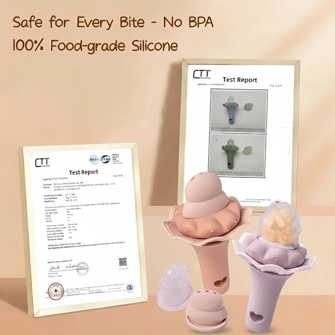 Moonkie Baby Fruit Feeder with Freezer Tray, BPA Free Silicone Food Feeder for Infant Self Feeding, Breastmilk Popsicle Molds, Mesh Feeder with Two Pouches, Baby Shower Gifts 4 Months+, 1 Pack