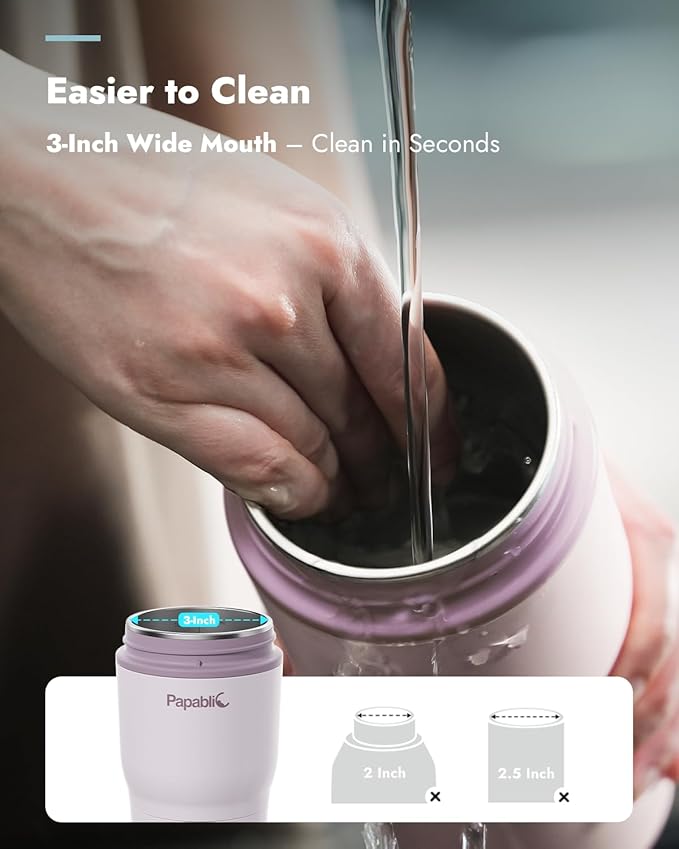 Papablic Portable Bottle Warmer – Fast Heating Baby Bottle Warmer on The Go with Sterilization, Wide Mouth & Smart Temperature Control, Car & Outdoor Feeding, Spodumene Purple