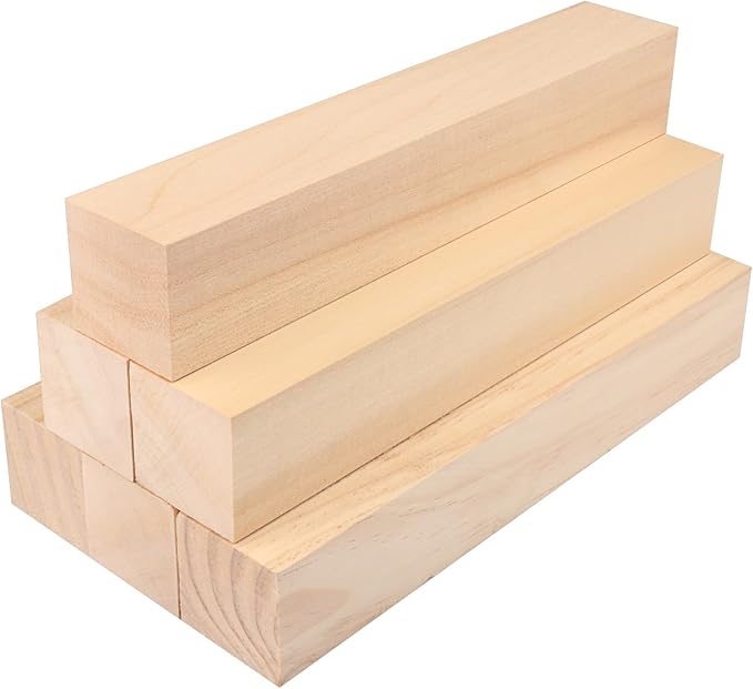 6 Pack Basswood Carving Blocks, 12x2x2 Inches Basswood Blocks for Beginner to Advanced Carvers, Ideal for DIY Projects and Gifts, Soft and Smooth, Easy Whittling and Carving by GNIEMCKIN