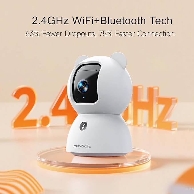 2.5K Security Camera Indoor, Non-Subscription AI Person/Pet/Cry Detection, 4MP Pet/Dog/Cat Camera w/Phone App, Pan Tilt 2.4GHz WiFi Cameras for Home Security, Full Duplex 2-Way Audio, IR Night Vision