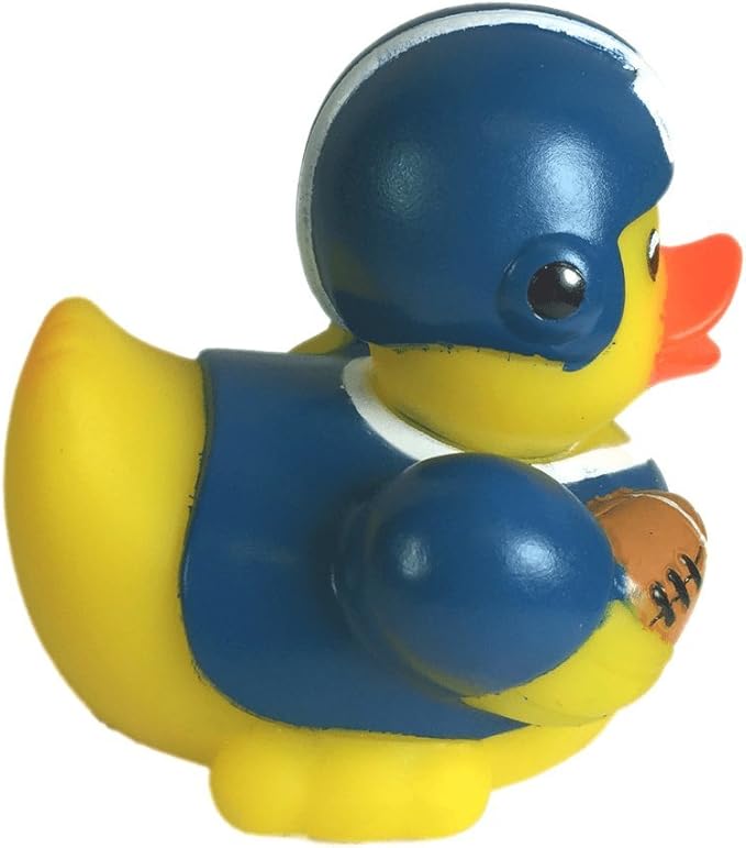3" Football Rubber Duck [Sealed Hole, Floats Upright] - Baby Safe Bathtub Bathing Toy