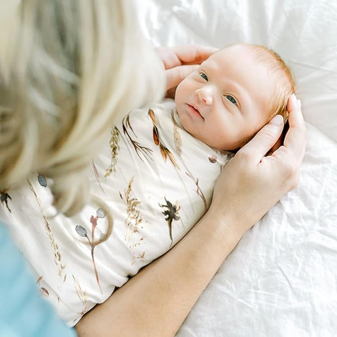 GRSSDER Baby Blankets Super Soft Jersey Knit Swaddle Blanket 2 Pack for Baby Girls and Boys, Double Layer Reversible Receiving Blankets 34 x 44 Extra Large for Swaddling, Rainbow & Beige