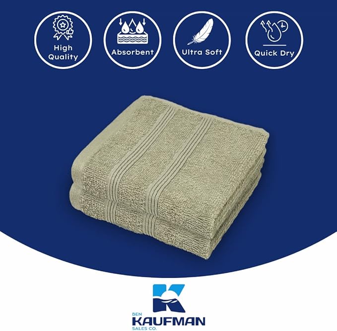 Kaufman - Premium Washcloth Set of 72 (13x13 Inches) 100% Cotton Ring Spun, Highly Absorbent, Durable and Ultra Soft Feel Wash Cloths Essential for Bathroom, Spa, Gym, and Face Towel (72PK)