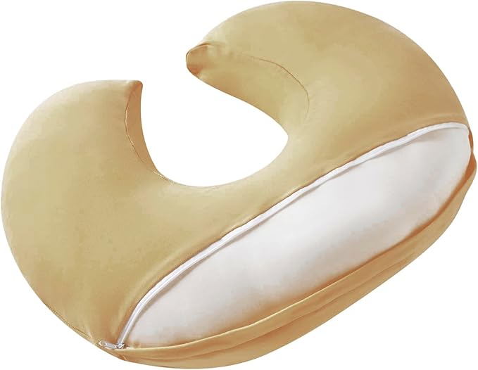 Nursing Pillow, Plus Size Breastfeeding Pillow Original Support for Baby Boys Girls Breastfeeding Essentials, with Removable Soft Cotton Cover (Beige, Standard (23.62 * 18.11 * 5.91 Inches))