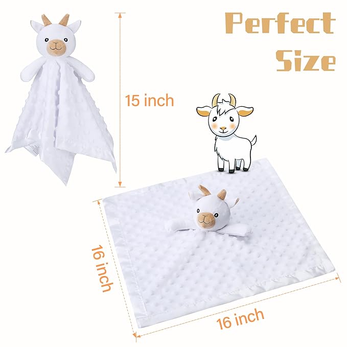 Pro Goleem Goat Loveys for Babies, Soft Security Blanket Baby Snuggle Toy Newborn Stuffed Animals Baby Gifts for Boys and Girls, 16 Inch