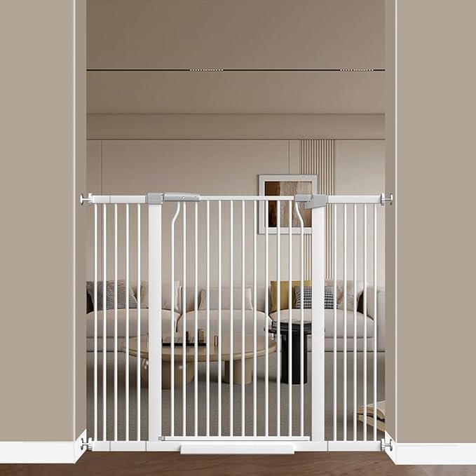 40.55" Extra Tall Baby Gate -40.6"-49.1" Extra Wide Baby Gate Pet Gate for Stairs and Doorways-1.37" Ultra Narrow Spacing Pressure Mounted Dog Gate with One-Handed Operation(40.6"-49.1")