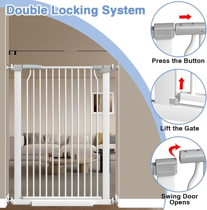 40.55" Extra Tall Baby Gate -68.6"-71.2" Extra Wide Baby Gate Pet Gate for Stairs and Doorways-1.37" Ultra Narrow Spacing Pressure Mounted Dog Gate with One-Handed Operation(68.6"-71.2")