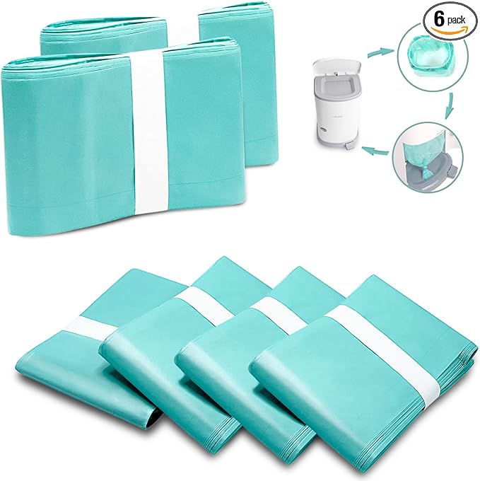 6 Pack of Diaper Disposal Liners Compatible with Janibell Brand Akord, 280 Slim Model Adult Refills, Continuous Liner System Eliminates Waste