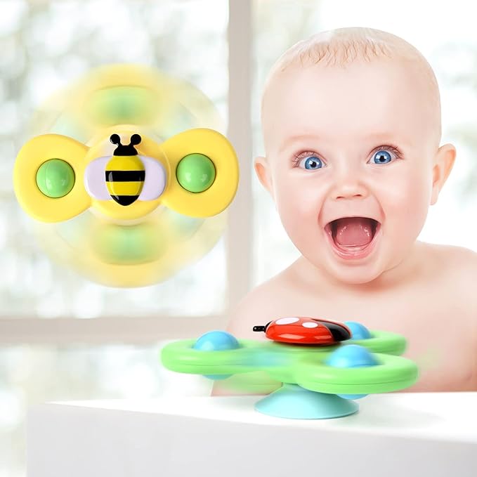 3PCS Suction Cup Spinner Toys for 1 2 Year Old Boys Spinning Toys Baby Toys 12-18 Months Sensory Toys for Toddlers 1-3 Easter Basket Stuffers Gifts for 1 Year Old Girls