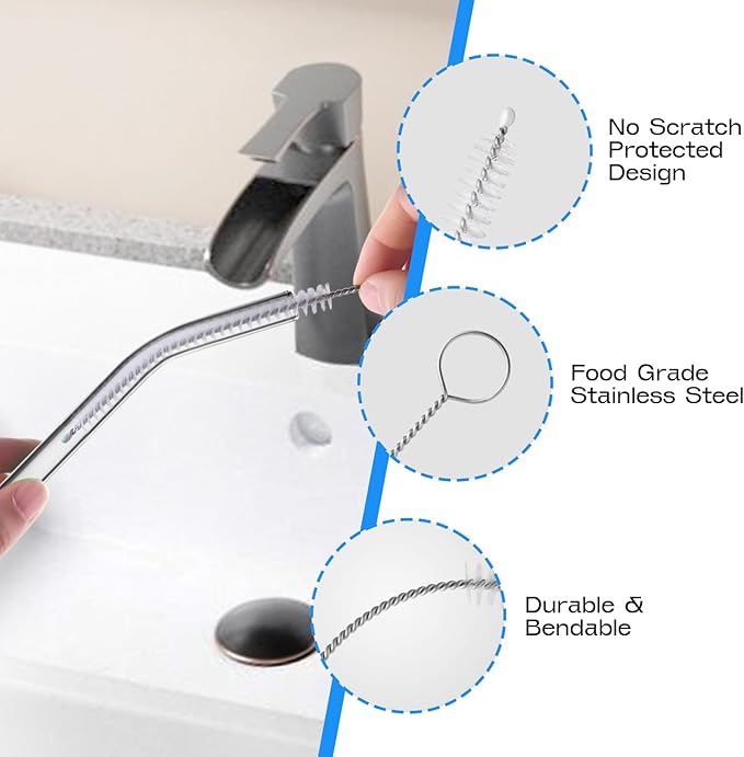 8-Piece Straw Cleaner Brush Set for Cleaning Straws - (4-Size) Extra Long Nylon Pipe Cleaners, Reusable Straw Cleaning Brush for Stanley Tumbler, Sippy Cup, Baby Bottle and Tubes (Type A)