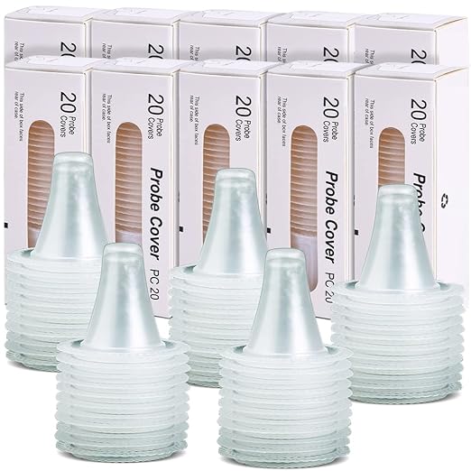 200 Counts Ear Thermometer Covers, Refill Caps, Lens Filters Compatible with All Braun Models Including 7 Serie IRT 6520, 3 Series IRT3030, BPA Free and Disposable Ear Thermometer Covers Caps