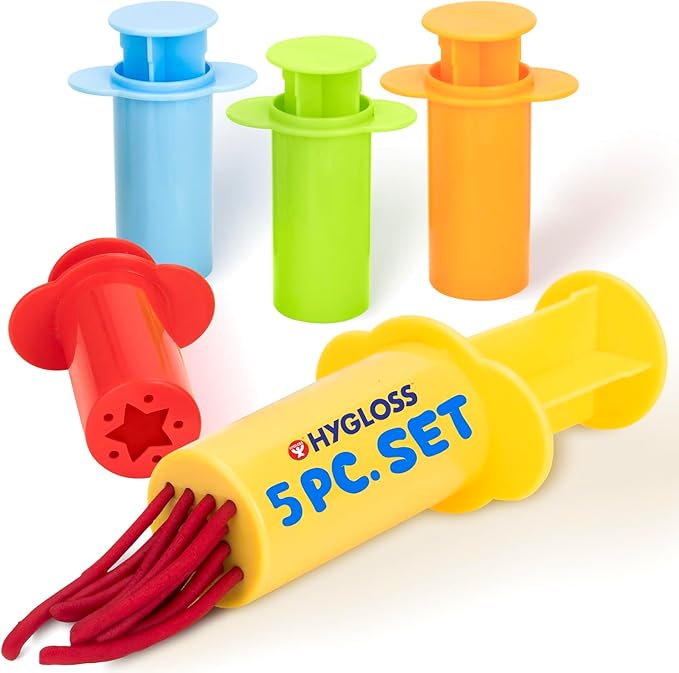 5-Piece Dough Extruder Set for Kids – Fun Shape Makers for Dough, Craft Clay, and More – Creative Tools for Arts & Craft Activities