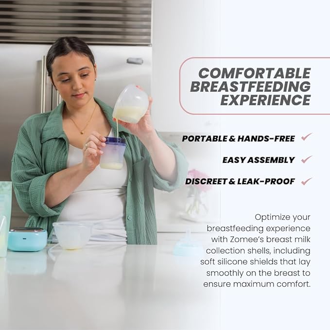 Zomee Z2 Double Electric Breast Pump, Portable, Hands Free Pumping Hospital Grade 3 Modes,19 Suctions,‎ Wearable Breast Pump Including; Silicone Hands Free Collection Cups 8 OZ