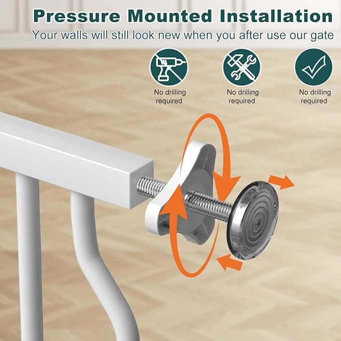 Fairy Baby 71.7"-81.1" Extra Wide Large Pet Gate, Long Dog Gate for the House Doorway Stairs, Pressure Mount Kit Baby Barrier Fence for Child Kid Toddler, Arched Lace Décor Walk Thru Garden Gate,White