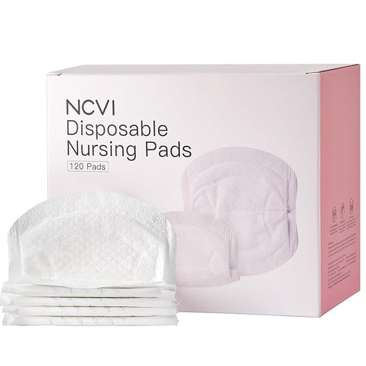 NCVI Nursing Pads Disposable, Super Absorbent and Keep Dry, 120 Count Breast Pads for Leaking Milk, Soft &Thin Nipple Pads for Nursing Moms, Breastfeeding Essentials