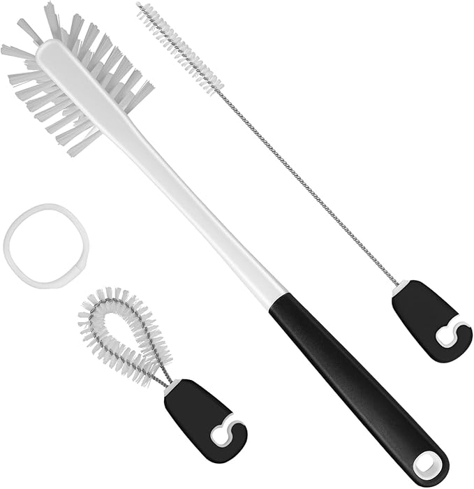 3-in-1 Water Bottle Cleaning Brush Set - Long Handle Scrubbing Brush for Tumbler, Straw, Baby Bottles, Drinking Glasses, White