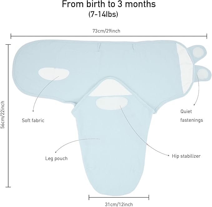 Baby Swaddle Sacks, 3-Pack Newborn Organic Cotton Swaddle Wrap, Adjustable Swaddle Blankets, Nursery Swaddling Essentials for Newborn 0-3 Months, Infant Shower Items Gift (Birds & Cloud)