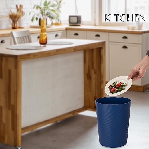 UUJOLY Plastic Small Trash Can Wastebasket, Garbage Container Basket for Bathrooms, Laundry Room, Kitchens, Offices, Kids Rooms, Dorms, (Navy Blue, 1.8 Gallon/2 Pack)