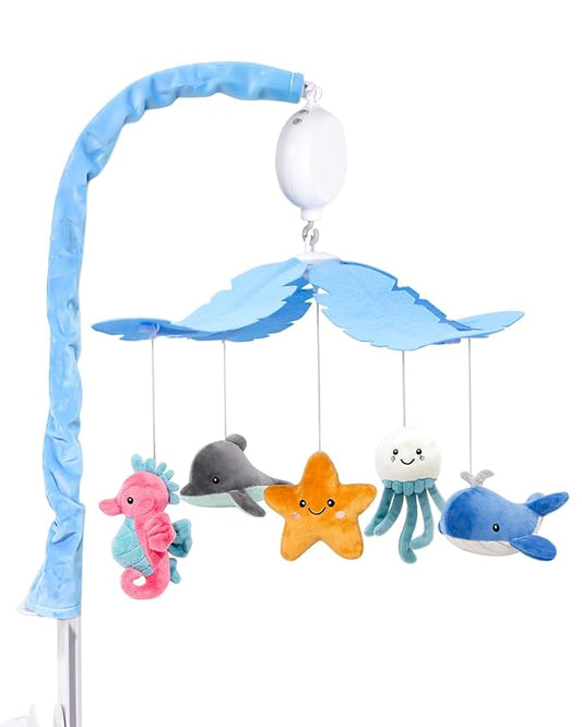FEISIKE Baby Crib Mobile with 35 Lullabies, 3 Modes Rotation & Music, Adjustable Volume, Nursery Decor for Boys and Girls (Ocean Theme)
