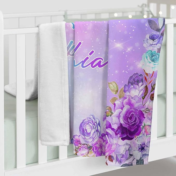 Personalized Name Blanket for Girls Boys, Customized Name Blankets with Butterfly, Custom Soft Fleece Blanket with Names for Kids Teens Personalized Baby Throw Blanket for Christmas Birthday