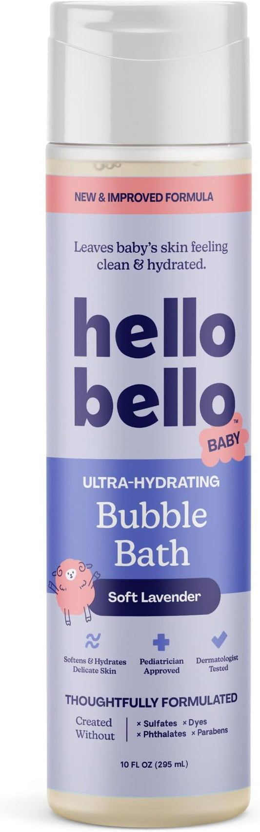 Hello Bello Ultra-Hydrating Baby Bubble Bath, Soft Lavender Scented, Tear Free & Safe for Sensitive Skin, Dermatologist Tested & Pediatrician Approved, 10oz Bottle