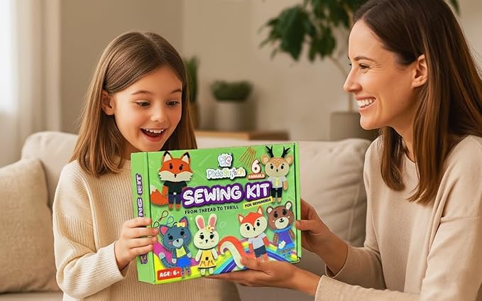 Sewing Kit for Kids - Sew & Create 6 Adorable Stuffed Animal Projects - Fun DIY Craft Set for Ages 6 and up - Educational & Creative Sewing Kit for Girls & Boys - Gift for Young Crafters