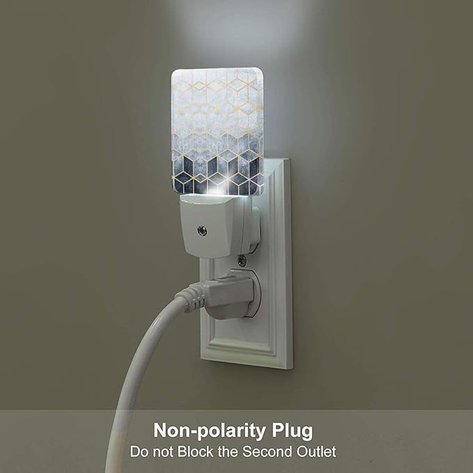 Black Grey Cubes Night Light,Plug-in Nightlights Auto Sensor Night Lamp Dusk-to-Dawn Lamp Home Decor for Nursery Children Girls Boys