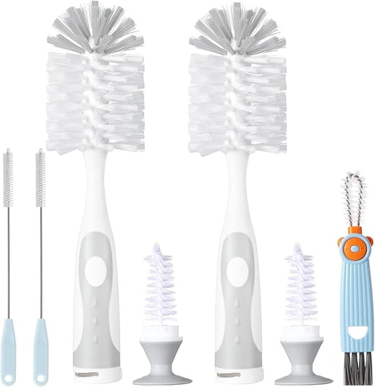 5 in 1 Cleaning Brush Set, Anivona Bottle Brush Cleaner, Multifunctional Cleaning Brush, Water Bottle Brushes for Cleaning Home, Cleaning Baby Bottles, Home Kitchen Cleaning Tools, BPA-Free (Grey)