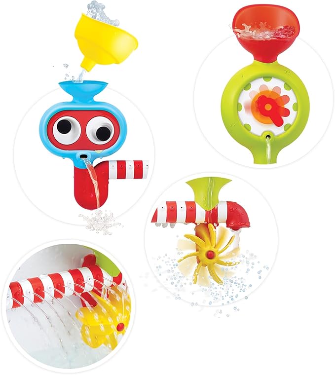 Yookidoo Baby Toddler Bath Wall Toy (Ages 1-3) Waterfall Spinning Gears & Rotating Googly Eyes - Mold Free - Attach to Any Tub or Shower - Spin N Sprinkle Water Lab - Great for Boys, Girls,& Kids