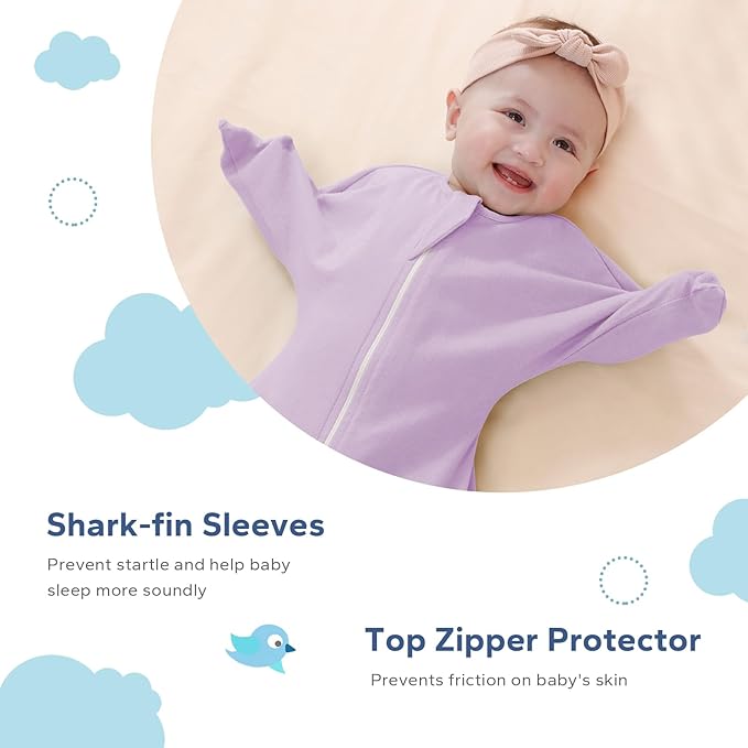 ZIGJOY Shark-Fin Transition Swaddle - 1.0 Tog Baby Sleep Sack Soft Cotton Transitional Swaddle Baby Wearable Blanket