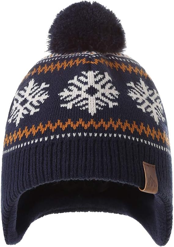 LMLALML Boys Winter Hat Earflap Knitted Beanie for Kids Warm Fleece Lined Thicken Hat for Baby