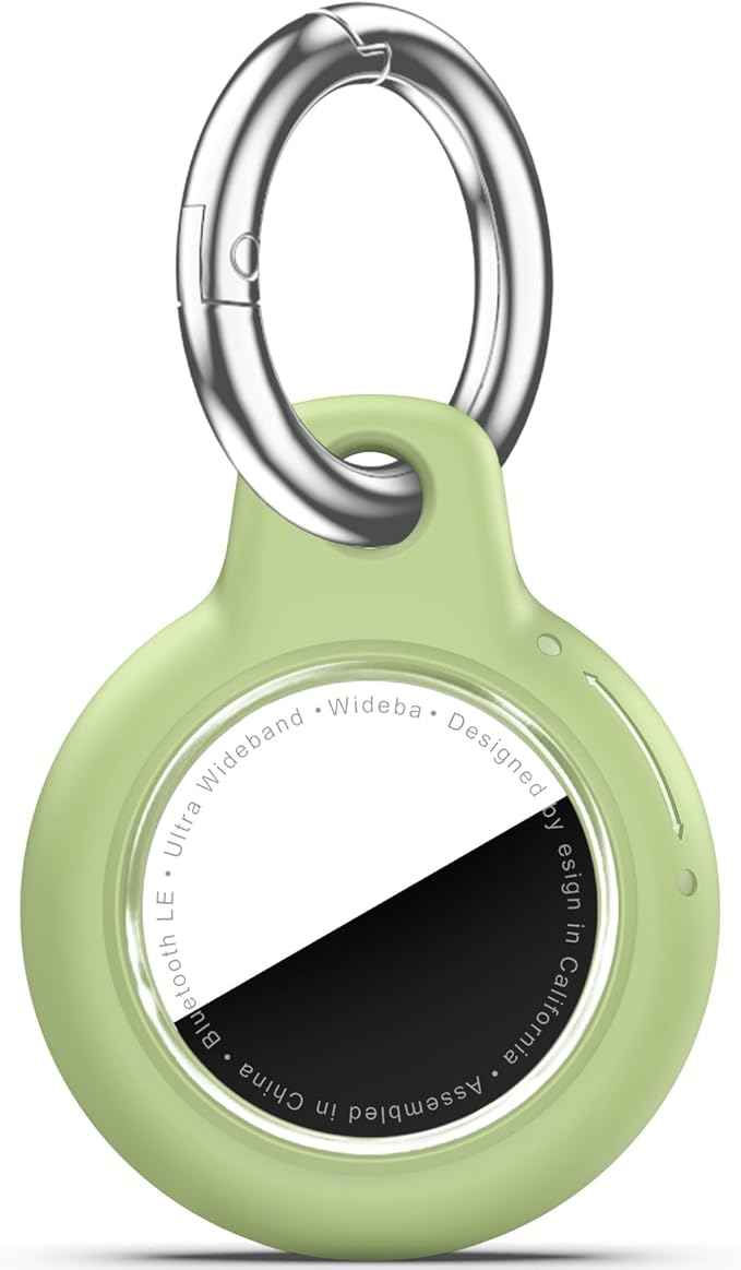 Upgrade Waterproof Airtags Holder with Apple Airtags Keychain, Hard PC Air Tag Case, Anti-Scratch & Shock Air tag Holder,Men's Women's Keyrings & Keychains, for Dog,Car Key,Luggage -Light Green
