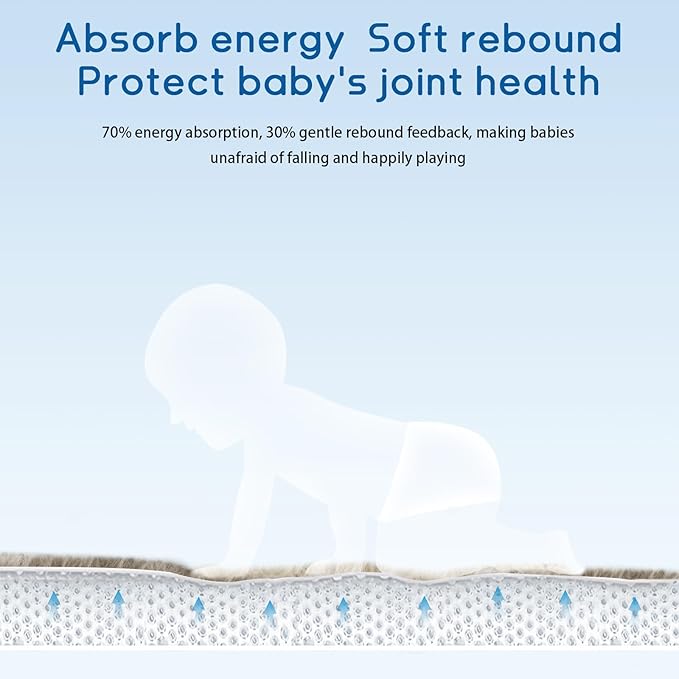 Baby Play Mat for Floor Tummy Time Mat Nursery Muscle Area Rug Playroom Rug Tatami 65"*50" Memory Foam 1.3" Thick Crawling for Babies,Toddlers, Infants, Kids,Floor(Brown)