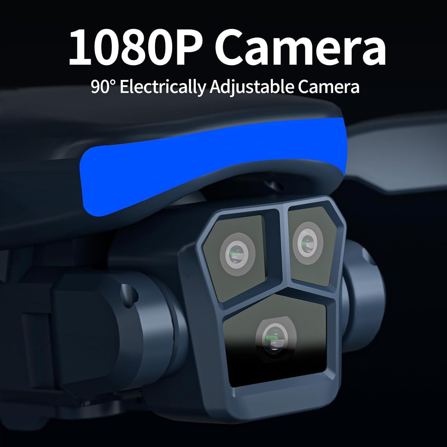 K417 Drone with Camera 1080P HD,Blue LED Lights AI Drones,90° Electric Adjustable with 2 Cameras for Adults,FPV Transmission,Remote Control Quadcopter with Altitude Hold for Beginners,Carry Case