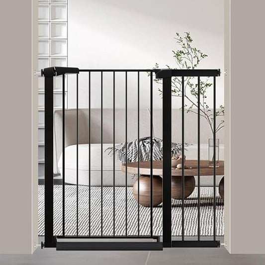 38.5" Extra Tall Pet Gate Pressure Mounted - 37.80"-40.55" Wide Walk Through Baby Gates with Door for The House Stairs Doorway - Puppy Doggy Dog Gates Fence Child Safety Gate